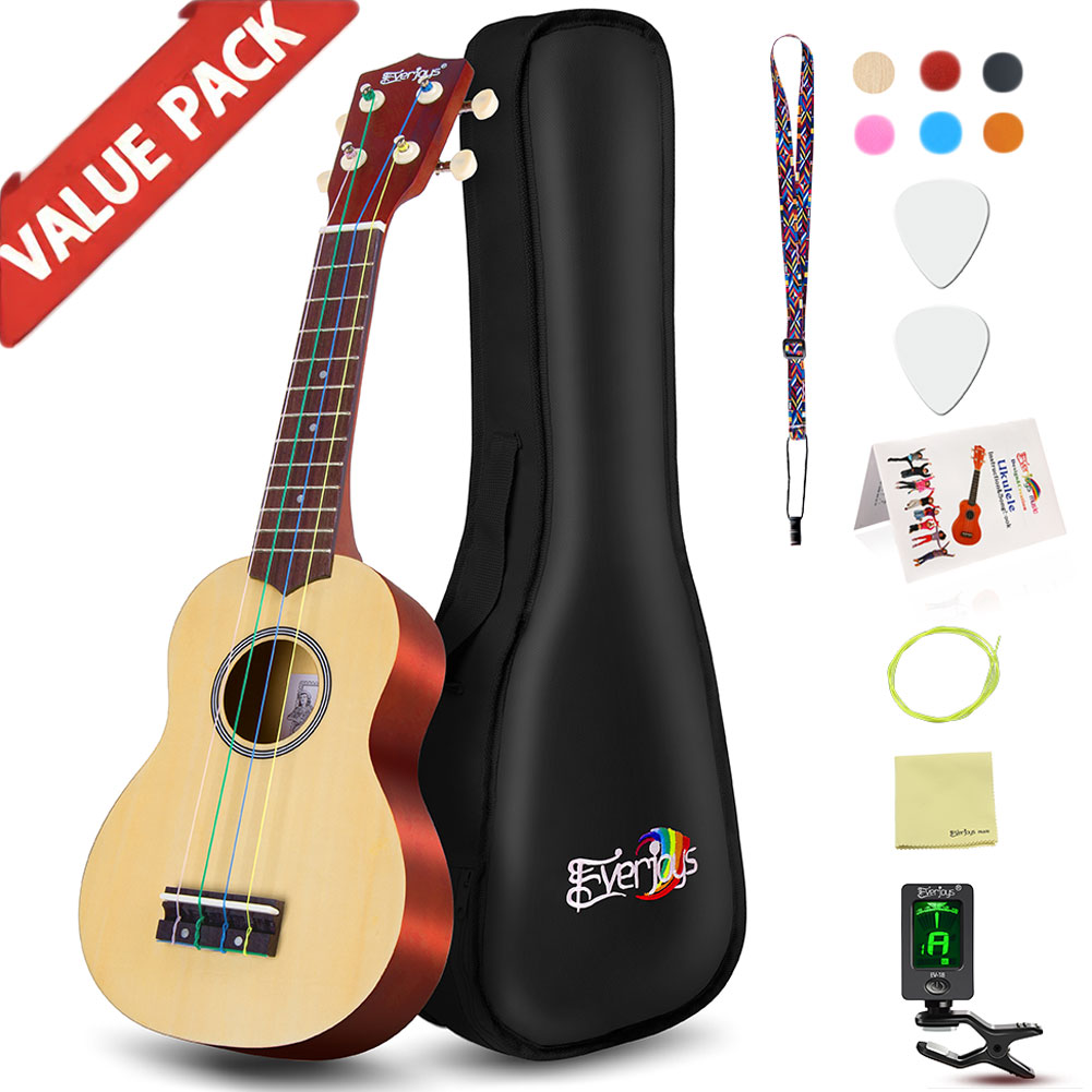 Soprano Ukulele Begynderpakke-21 tommer med gig taske Songbook Digital Tuner