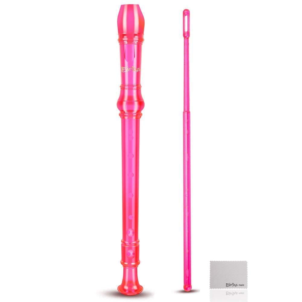 Sopran Descant Recorder 8 hulfløjte med / rensestangpose instruktion lyserød
